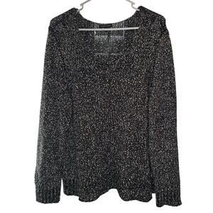 Eileen Fisher 100% Cotton Popcorn Knit Sweater Black/White Size XL